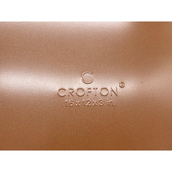 Crofton Nonstick Roasting Pan With Rack 16"x12"x3" Copper & Gray Carbon Steel Di - Picture 4 of 8